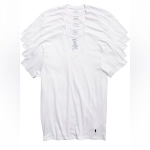 Polo Ralph Lauren Men's White Wicking Classic Fit V-Neck T-Shirt 5 Pack